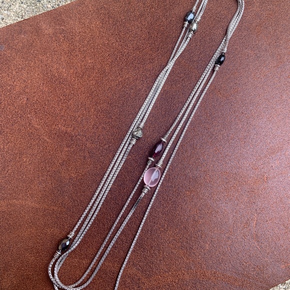 John Hardy X Adwoa Aboah 72 Inch Sterling Silver pink tourmaline Pyrite Necklace - Picture 11 of 16